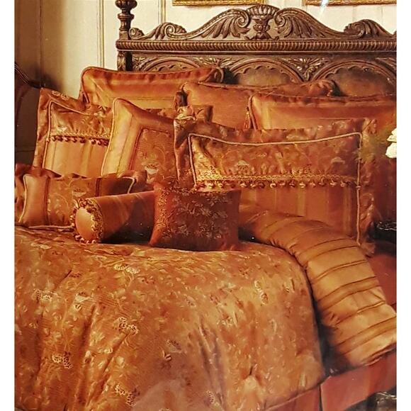 Waterford Bed Linens Ballyshannon Shams King Red Luxury Hollywood Regency Glam 2 - Picture 1 of 8